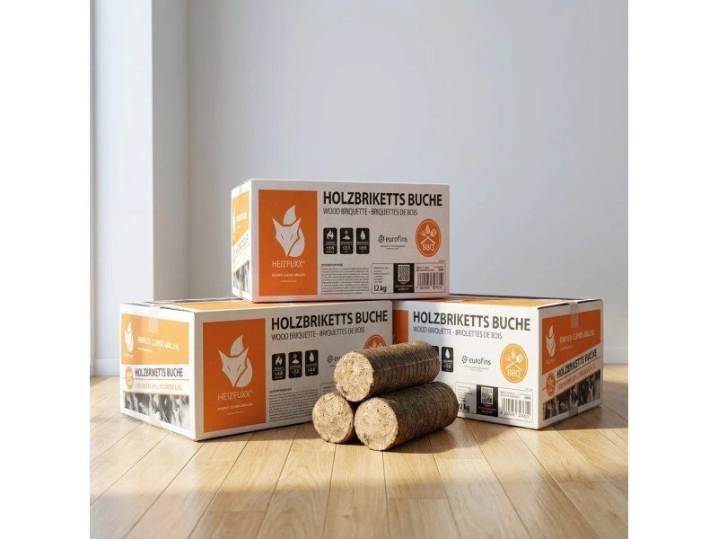 Heizfuxx Nestro M Holzbriketts Hartholz im Karton 12kg x 81 Karton 972kg Palette