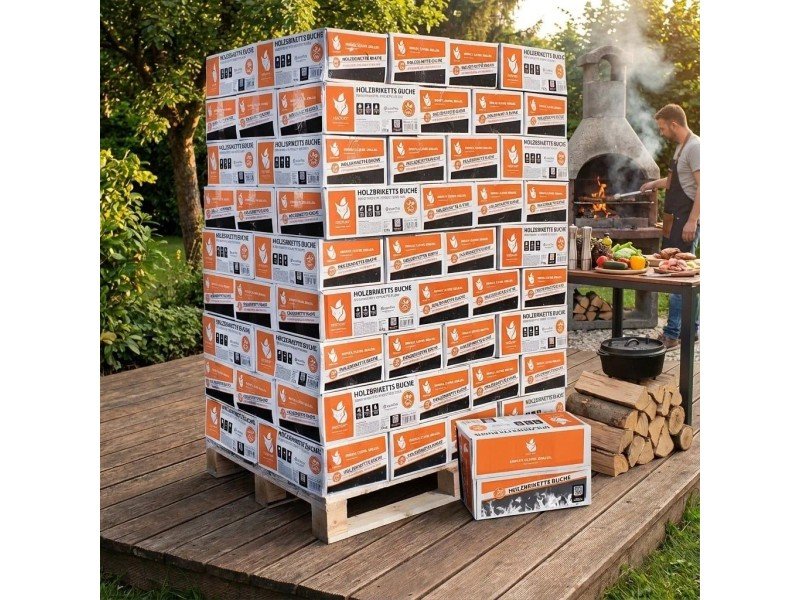 Heizfuxx Nestro M Holzbriketts Hartholz im Karton 12kg x 81 Karton 972kg Palette