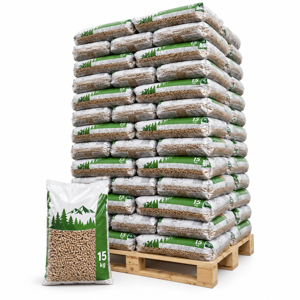 DIN Pellets Holzpellets – 65 × 15 kg Palette – 100 % Nadelholz, DINplus