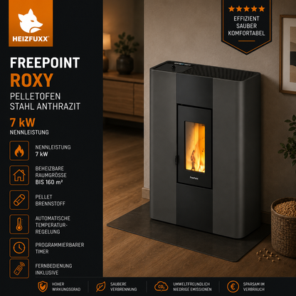 Freepoint Pelletofen Roxy Stahl Anthrazit 7 kW