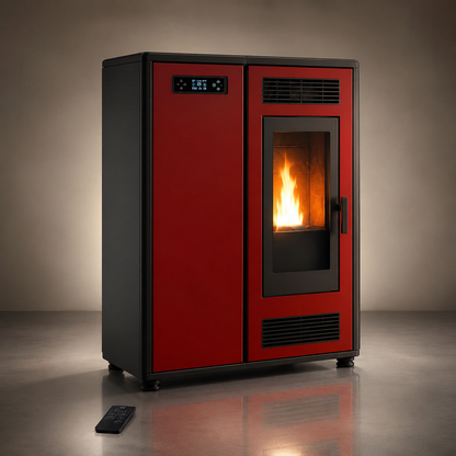Sannover Luft-Pelletofen Slim Astral 12,2 kW Bordeaux