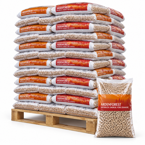 Ardenforest Holzpellets – 70 × 15 kg Palette (1.050 kg) – Nadel- und Laubholz, DINplus & PEFC