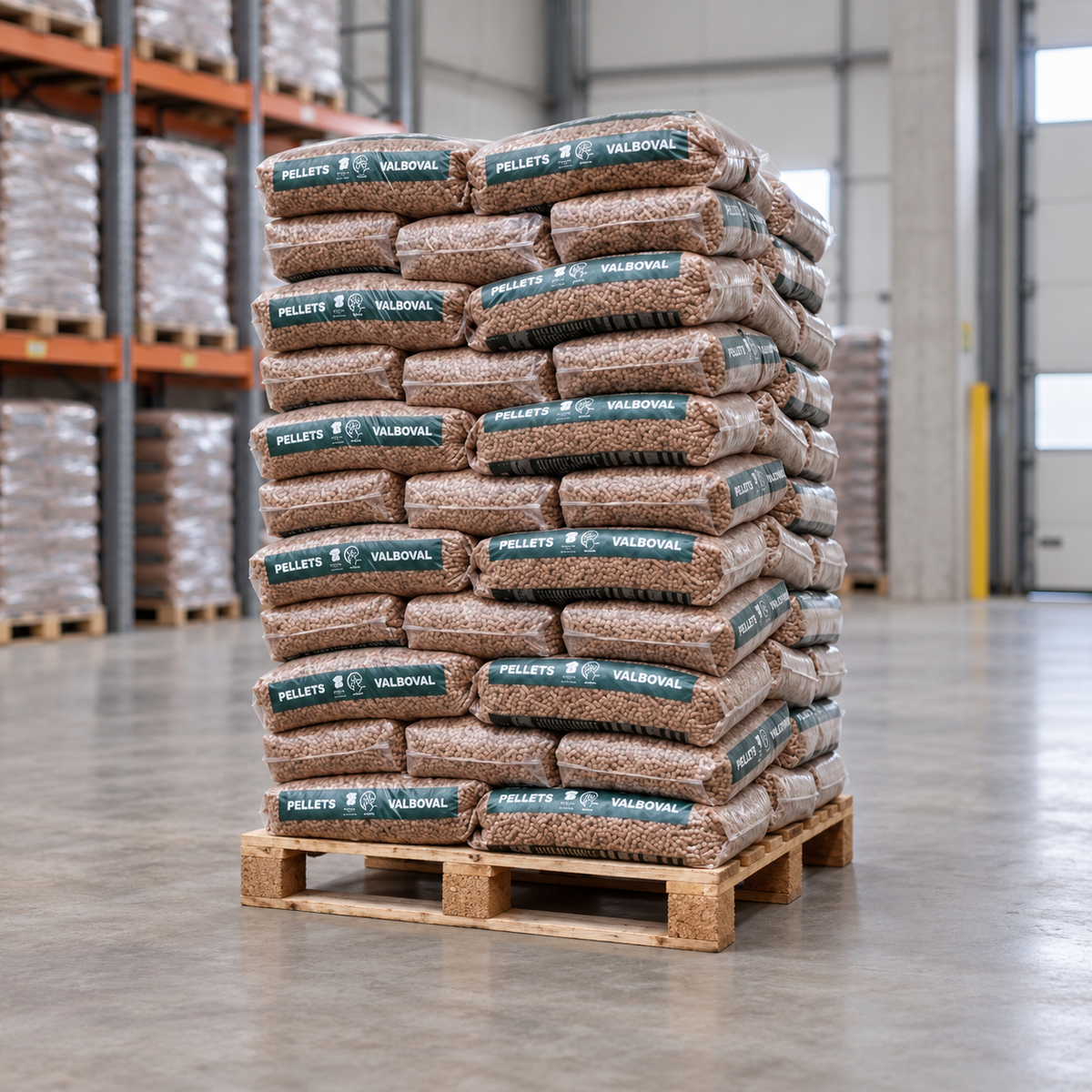 Valboval Holzpellets – 65 × 15 kg Palette (975 kg) – 100 % Nadelholz, DINplus