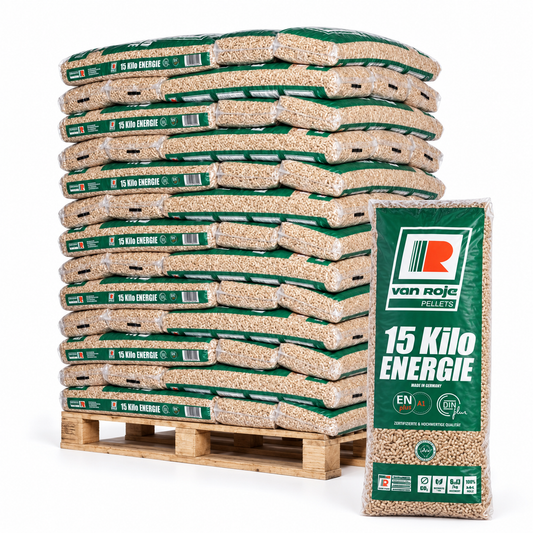 Van Roje Holzpellets – 65 × 15 kg Palette (975 kg) – 100 % Nadelholz, ENplus A1 & DINplus & PEFC