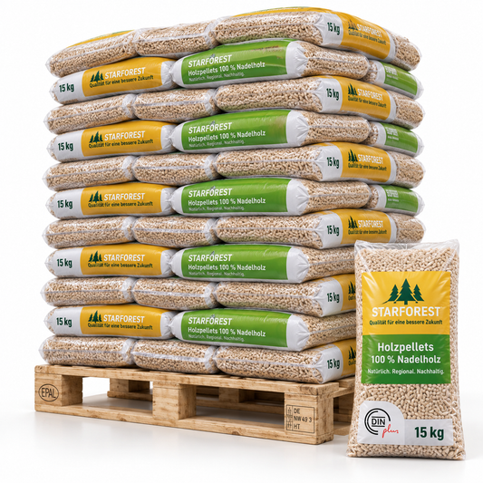 Starforest Holzpellets – 70 × 15 kg Palette – 100 % Nadelholz, DINplus