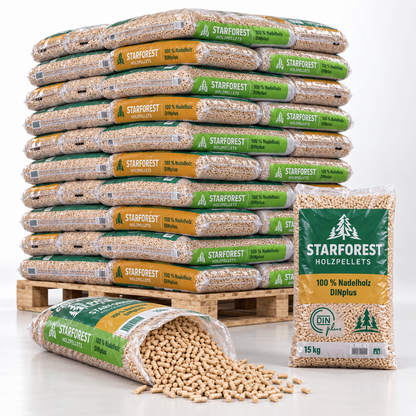 Starforest Holzpellets – 70 × 15 kg Palette – 100 % Nadelholz, DINplus