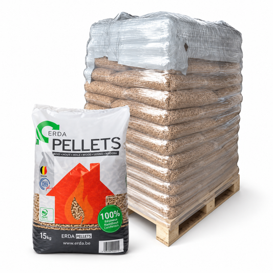 ERDA Holzpellets – 65 × 15 kg Palette (975 kg) – 100 % Nadelholz, ENplus A1
