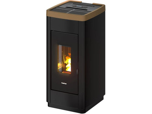 Freepoint Pelletofen LIFE Stahl Schwarz-Gold 8,5 kW